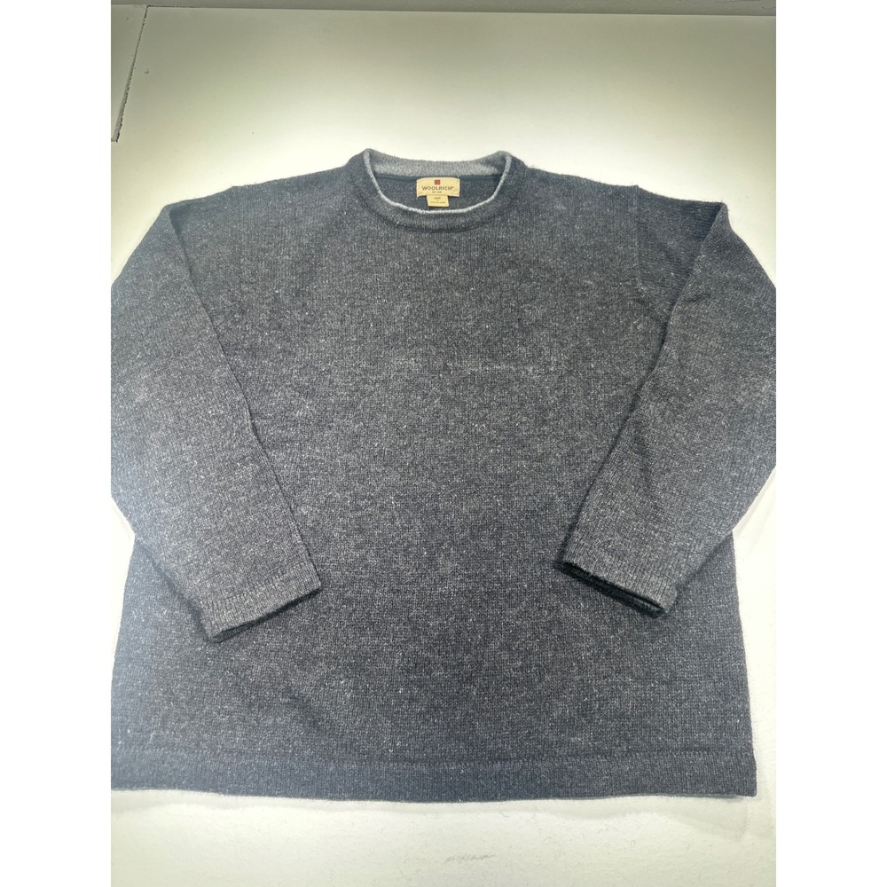 Woolrich Mens Onyx Heather Wool Blend Crewneck Sweater Gray Size L 9021